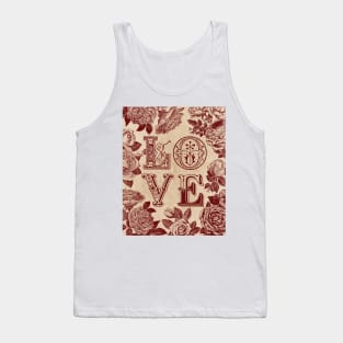 Love Rose Art on Old Paper Tank Top